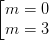 \dpi{100} \left [ \begin{matrix} m=0 & \\ m=3 & \end{matrix}