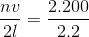 \frac{nv}{2l}=\frac{2.200}{2.2}