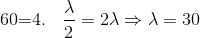 $60=4. \dfrac{\lambda}{2} =2\lambda \Rightarrow \lambda =30$