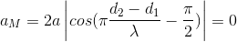 a_{M}=2a\left | cos(\pi \frac{d_{2}-d_{1}}{\lambda }-\frac{\pi }{2}) \right |=0