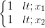 \dpi{100} \left\{\begin{matrix} 1<x_{1} & \\ 1<x_{2} & \end{matrix}\right.