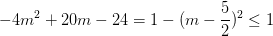 \dpi{100} -4m^{2}+20m-24= 1-(m-\frac{5}{2})^{2}\leq 1