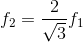 f_{2}=\frac{2}{\sqrt{3}}f_{1}