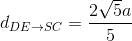 d_{DE\rightarrow SC}= \frac{2\sqrt{5}a}{5}