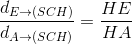 \frac{d_{E\rightarrow (SCH)}}{d_{A\rightarrow (SCH)}}=\frac{HE}{HA}