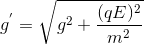 g^{'}=\sqrt{g^{2}+\frac{(qE)^{2}}{m^{2}}}