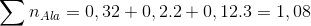 \sum n_{Ala}= 0,32+ 0,2.2 + 0,12.3 = 1,08