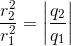 \frac{r_{2}^{2}}{r_{1}^{2}}=\left | \frac{q_{2}}{q_{1}} \right |