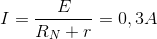 I=\frac{E}{R_{N}+r}=0,3 A