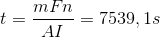t=\frac{mFn}{AI}=7539,1s