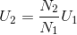 U_{2}=\frac{N_{2}}{N_{1}}U_{1}