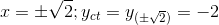 x=\pm \sqrt{2} ; y_{ct}=y_{(\pm \sqrt{2})}=-2