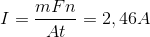 I=\frac{mFn}{At} =2,46A