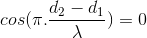 cos(\pi .\frac{d_{2}-d_{1}}{\lambda })=0