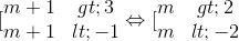 [\begin{matrix} m+1>3 & \\ m+1<-1 & \end{matrix}\Leftrightarrow [\begin{matrix} m>2 & \\ m<-2 & \end{matrix}