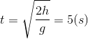 t=\sqrt{\frac{2h}{g}}=5(s)