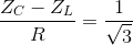 \frac{Z_{C}-Z_{L}}{R}=\frac{1}{\sqrt{3}}