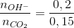 \frac{n_{OH^{-}}}{n_{CO_{2}}}=\frac{0,2}{0,15}