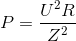 P=\frac{U^{2}R}{Z^{2}}