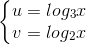 \left\{\begin{matrix} u = log_{3}x & \\ v= log_{2} x& \end{matrix}\right.
