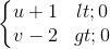 \left\{\begin{matrix} u+1< 0 & \\ v - 2 > 0& \end{matrix}\right.