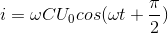 i=\omega CU_{0}cos(\omega t+\frac{\pi }{2})
