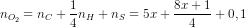 \dpi{80} n_{O_{2}} = n_{C} +\frac{1}{4}n_{H} + n_{S} = 5x + \frac{8x +1}{4} +0,1