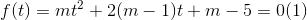 f(t)=mt^{2}+2(m-1)t+m-5=0 (1)