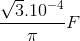 \frac{\sqrt{3}.10^{-4}}{\pi }F