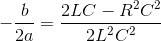 -\frac{b}{2a}=\frac{2LC-R^{2}C^{2}}{2L^{2}C^{2}}