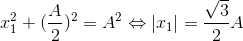 x_{1}^{2}+(\frac{A}{2})^{2}=A^{2}\Leftrightarrow |x_{1}|=\frac{\sqrt{3}}{2}A