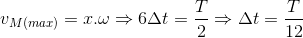 v_{M(max)}=x.\omega \Rightarrow 6\Delta t=\frac{T}{2}\Rightarrow \Delta t=\frac{T}{12}