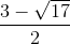 \frac{3-\sqrt{17}}{2}