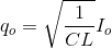 q_{o}=\sqrt{\frac{1}{CL}}I_{o}
