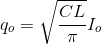 q_{o}=\sqrt{\frac{CL}{\pi }}I_{o}