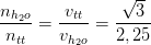 \dpi{100} \frac{n_{h_{2}o}}{n_{tt}}=\frac{v_{tt}}{v_{h_{2}o}}=\frac{\sqrt{3}}{2,25}