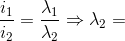 \frac{i_{1}}{i_{2}}=\frac{\lambda _{1}}{\lambda _{2}} \Rightarrow \lambda_{2}=