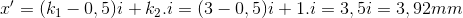 {x}'=(k_{1}-0,5)i+k_{2}.i=(3-0,5)i+1.i=3,5i=3,92mm