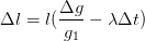 \dpi{100} \Delta l=l(\frac{\Delta g}{g_{1}}-\lambda \Delta t)