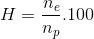 H=\frac{n_{e}}{n_{p}}.100
