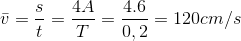 \bar{v}=\frac{s}{t}=\frac{4A}{T}=\frac{4.6}{0,2}=120cm/s