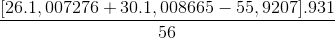 \frac{[26.1,007276+30.1,008665-55,9207].931}{56}
