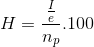 H=\frac{\frac{I}{e}}{n_{p}}.100