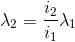 \lambda _{2}=\frac{i_{2}}{i_{1}} \lambda _{1}