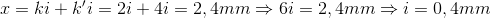 x=ki+{k}'i=2i+4i=2,4mm\Rightarrow 6i=2,4mm\Rightarrow i=0,4mm