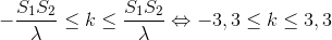 -\frac{S_{1}S_{2}}{\lambda }\leq k\leq \frac{S_{1}S_{2}}{\lambda }\Leftrightarrow -3,3\leq k\leq 3,3