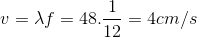 v=\lambda f=48.\frac{1}{12}=4cm/s