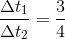 \frac{\Delta t_{1}}{\Delta t_{2}}=\frac{3}{4}