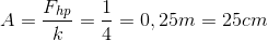 A=\frac{F_{hp}}{k}=\frac{1}{4}=0,25m=25cm