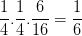 \dpi{100} \frac{1}{4}.\frac{1}{4}.\frac{6}{16}=\frac{1}{6}